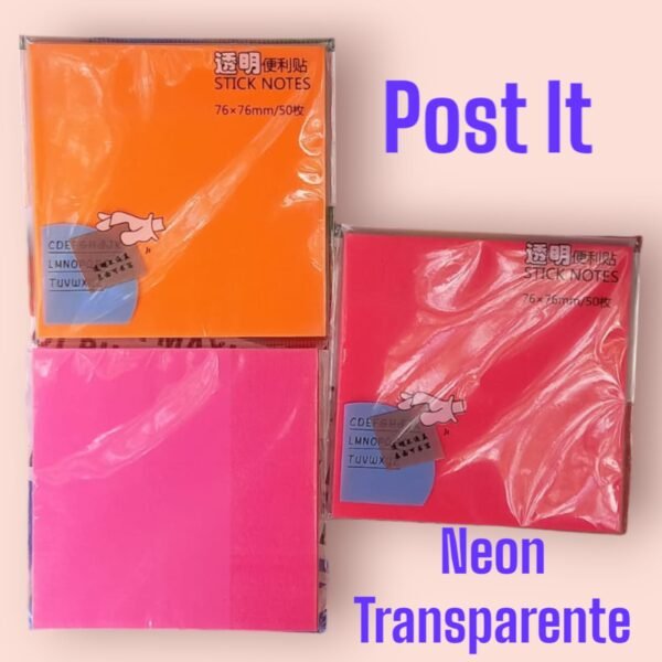 Post It 76mm X 76mm 50 notas transparente Neon