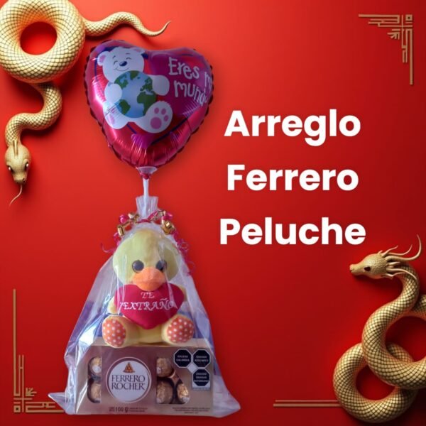 Arreglo de ferrero con Peluche