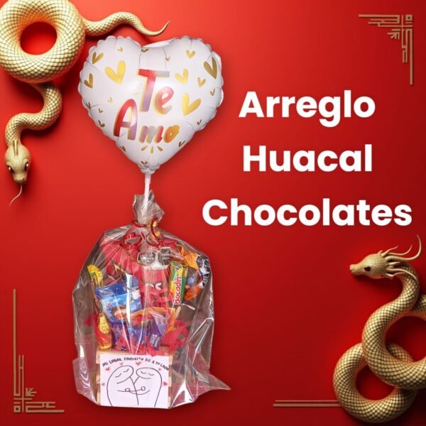 Arreglo huacal con chocolates