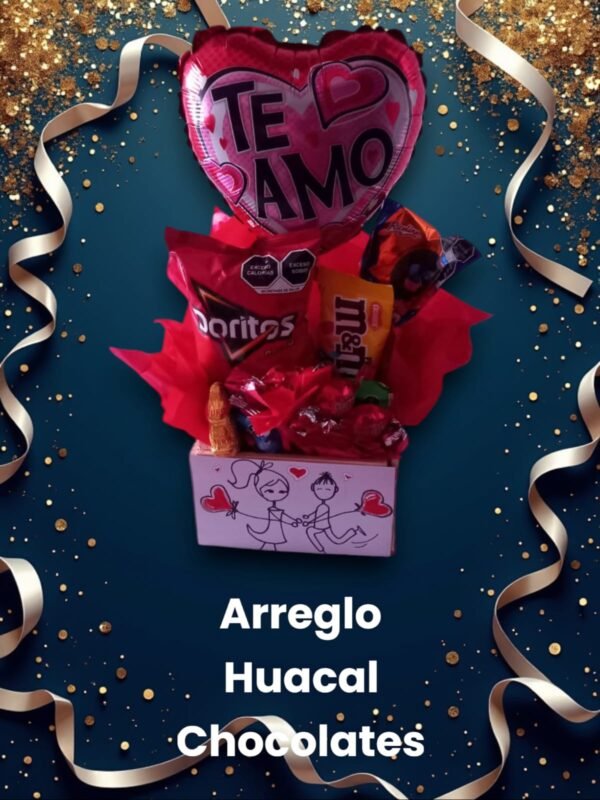 Arreglo huacal con chocolates