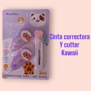 Cinta correctora + cutter kawaii