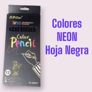Colores Neon Hoja Negra 12 pzas.