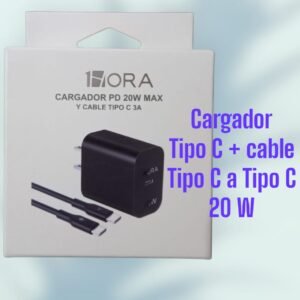 Cargador Tipo C c/cable Tipo C a Tipo C 20 W 1HORA