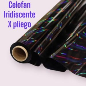 Papel Celofán Iridiscente negro x pliego