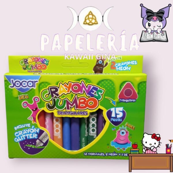 Crayones Jumbo Jocar 15 pzs triangulares